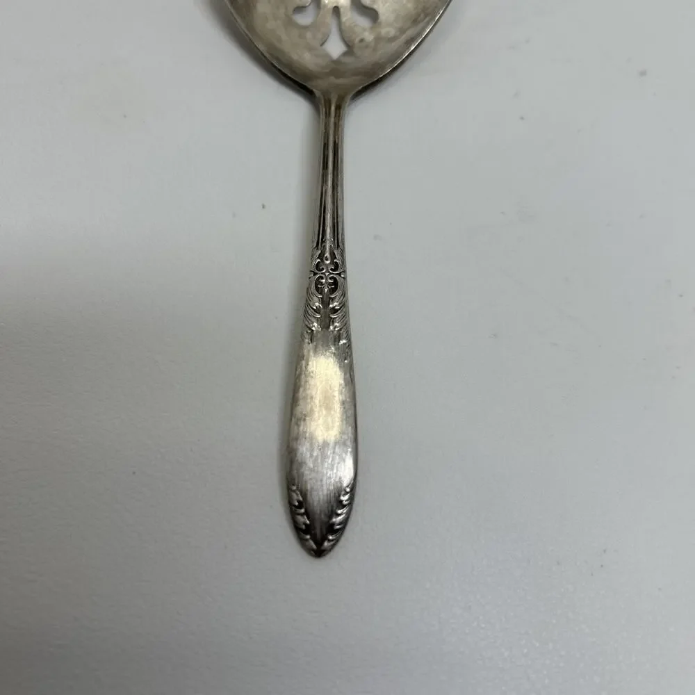 National Silver Silverplate Bonbon, Nut, Olive Pierced Spoon King Edward Pattern